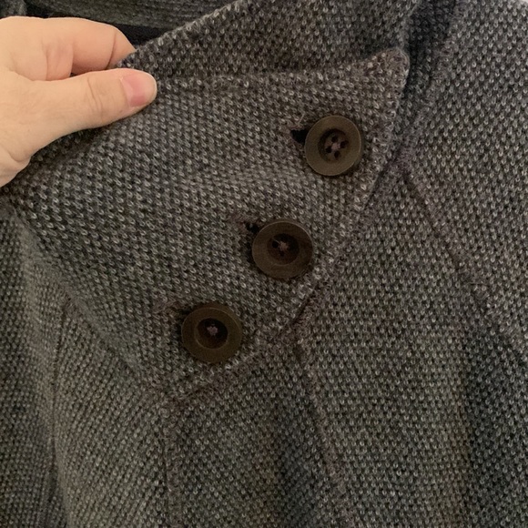 Prana grey wool blend long sleeve sweater with wide neck with buttons Size M - Picture 4 of 10